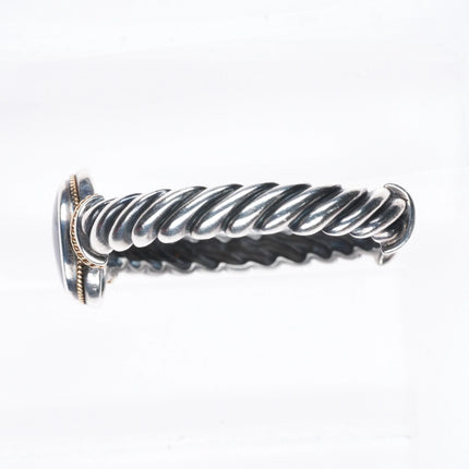 6" Kabana Southwestern 14k gold/Sterling silver onyx cuff bracelet