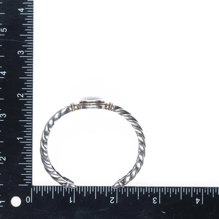 6" Kabana Southwestern 14k gold/Sterling silver onyx cuff bracelet