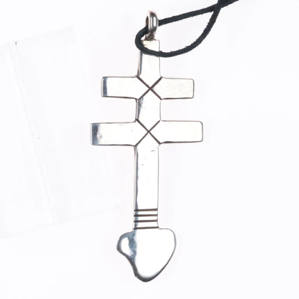 Ernie Lister Navajo Ingot coin silver Isleta cross pendant sterling