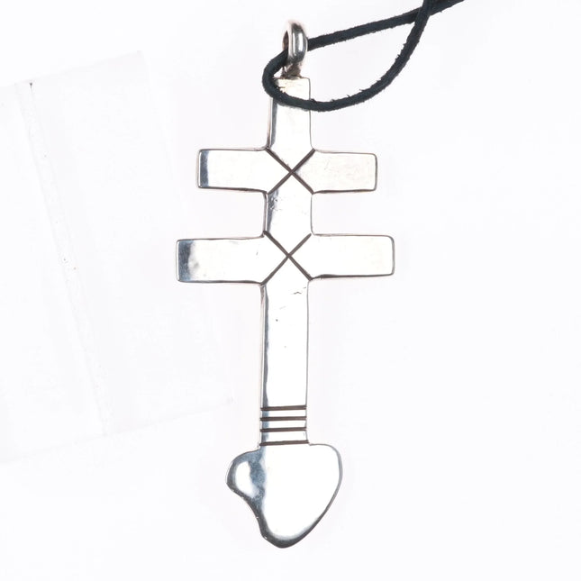 Ernie Lister Navajo Ingot coin silver Isleta cross pendant sterling