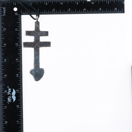 Ernie Lister Navajo Ingot coin silver Isleta cross pendant sterling