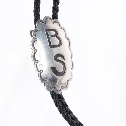 Vintage BS Navajo sterling silver concho style bolo tie