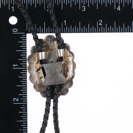Vintage BS Navajo sterling silver concho style bolo tie