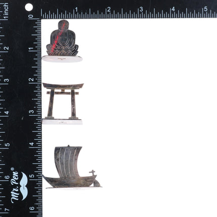 40's-50's Japanese Buddha/Asian themed sterling silver place card holder set