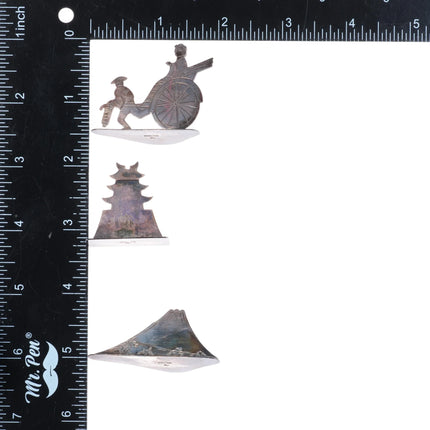 40's-50's Japanese Buddha/Asian themed sterling silver place card holder set