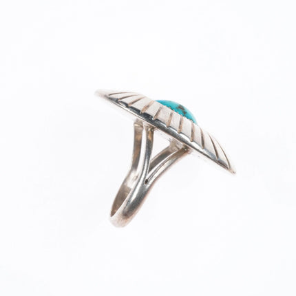 sz7.5 vintage Richard Wylie Navajo sterling silver shadowbox ring w/turquoise
