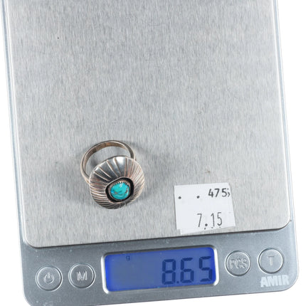 sz7.5 vintage Richard Wylie Navajo sterling silver shadowbox ring w/turquoise