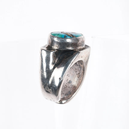 sz5.5 Vintage southwestern modernist sterling silver turquoise freeform ring