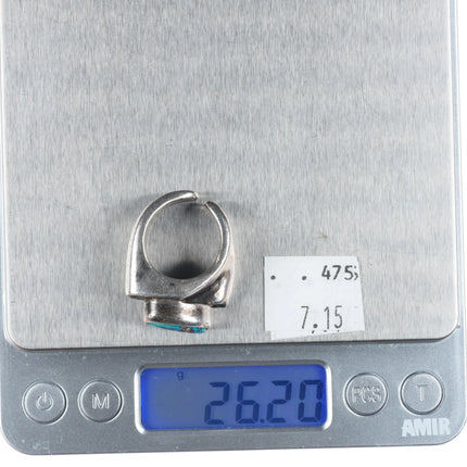 sz5.5 Vintage southwestern modernist sterling silver turquoise freeform ring