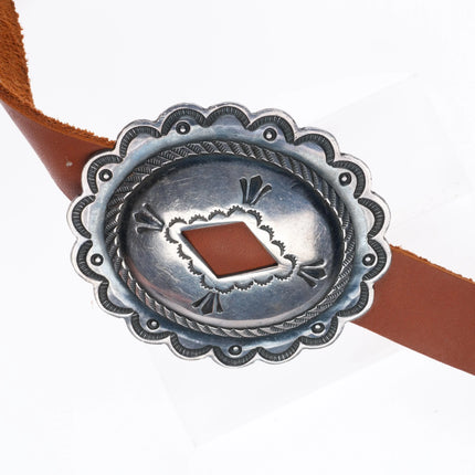44" 40's-50's  Vintage Navajo hand stamped sterling silver concho belt