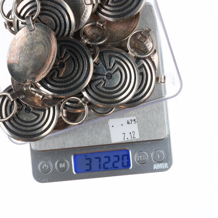 42.5" Bernard Dawahoya Hopi overlay man in the maze sterling silver concho belt