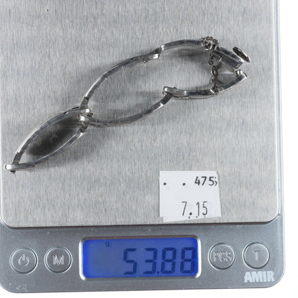 7" Retro Taxco sterling silver Aztec style modernist Mexican link bracelet