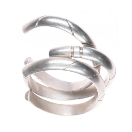6.25" 3 Vintage Heavy Southwestern  modernist sterling silver cuff bracelets