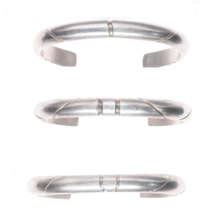6.25" 3 Vintage Heavy Southwestern  modernist sterling silver cuff bracelets