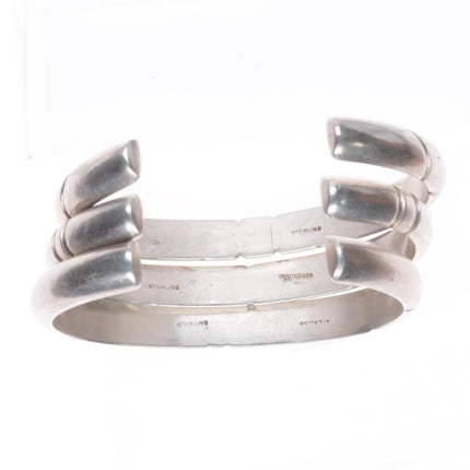 6.25" 3 Vintage Heavy Southwestern  modernist sterling silver cuff bracelets