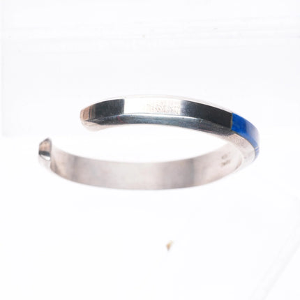 6.25" Wayne Muskett Navajo sterling silver denim Lapis inlay cuff bracelet