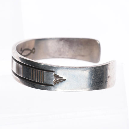 7.2" Bruce Morgan Navajo sterling silver interior stamped cuff bracelet