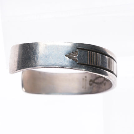 7.2" Bruce Morgan Navajo sterling silver interior stamped cuff bracelet