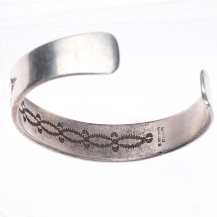 7.2" Bruce Morgan Navajo sterling silver interior stamped cuff bracelet