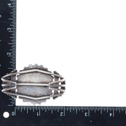 6.1" c1940's Zuni sterling silver natural turquoise cluster cuff bracelet