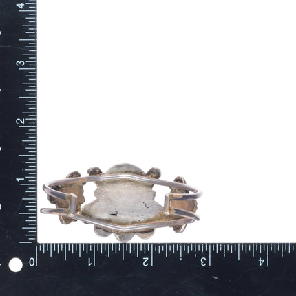 6.7" c1950's Zuni sterling silver channel inlay sunface cuff bracelet turquoise