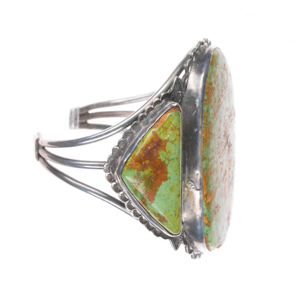 6.5" 1940's Large Royston turquoise nicely stamped sterling silver cuff bracelet