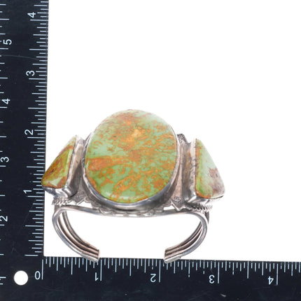 6.5" 1940's Large Royston turquoise nicely stamped sterling silver cuff bracelet