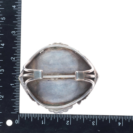 6.5" 1940's Large Royston turquoise nicely stamped sterling silver cuff bracelet