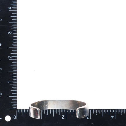 6.1" Vintage Navajo sterling silver green turquoise channel inlay cuff bracelet