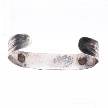 6.6" c1940's Vintage Navajo sterling silver high grade turquoise cuff bracelet