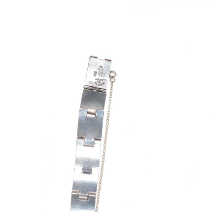 7" c1960's Vintage Taxco sterling silver link bracelet geometric style