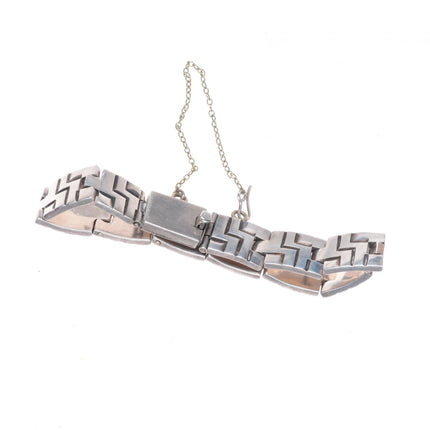 7" c1960's Vintage Taxco sterling silver link bracelet geometric style