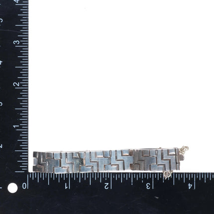 7" c1960's Vintage Taxco sterling silver link bracelet geometric style