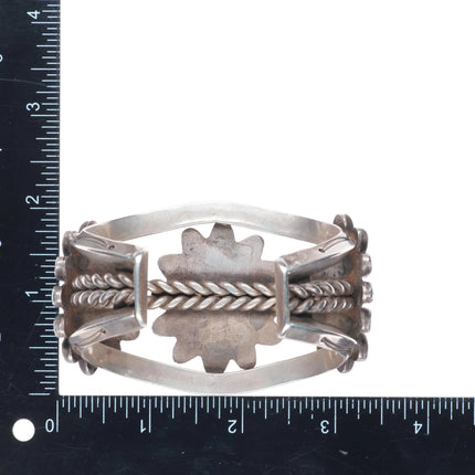6.75" 30's-40's Navajo turquoise cluster vintage cuff bracelet sterling silver