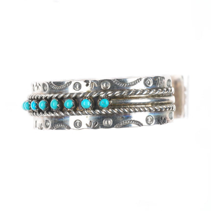6.5" Jason/Pearl Ukestine Zuni sterling silver snake eye turquoise cuff bracelet