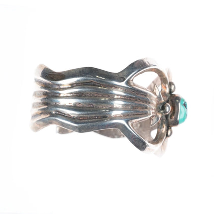 6.35" Vintage Navajo sterling silver cast cuff bracelet with turquoise