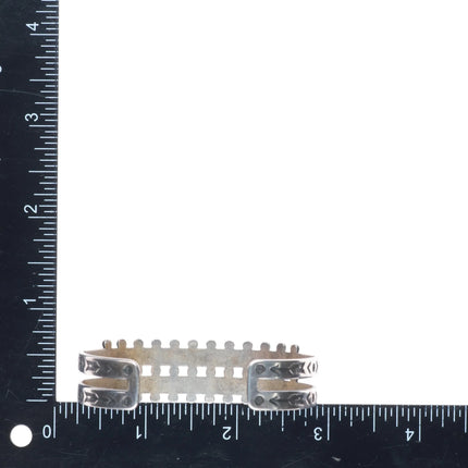 6.3" 1950's vintage sterling silver turquoise 2 row fred harvey cuff bracelet