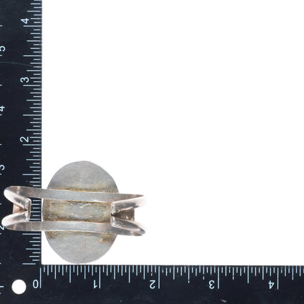 6" Vintage southwestern sterling silver green banded agate cuff bracelet