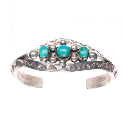 6.6" c1950 vintage Navajo carinated split shank cuff bracelet with turquoise