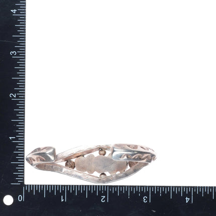 6.6" c1950 vintage Navajo carinated split shank cuff bracelet with turquoise