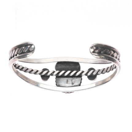 6.3" 50's-60's Navajo sterling silver turquoise, coral, cuff bracelet feather