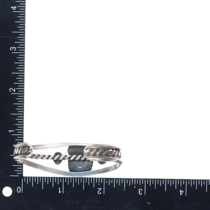 6.3" 50's-60's Navajo sterling silver turquoise, coral, cuff bracelet feather