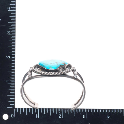 6.5" 1970's LB Navajo sterling silver and turquoise vintage cuff bracelet