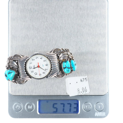 6.25" ADC Navajo high quality sterling silver turquoise watch cuff bracelet