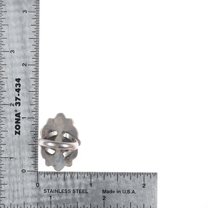 sz5 Vintage Navajo Red web Kingman turquoise cluster ring sterling silver