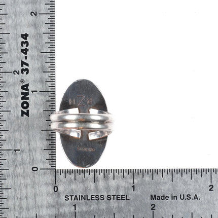 sz7 Vintage RZH Navajo sterling silver jasper ring w/ rope bezel