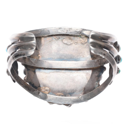 6.6" 1972 Zuni Snake eye turquoise sterling silver cuff bracelet US dollar coin