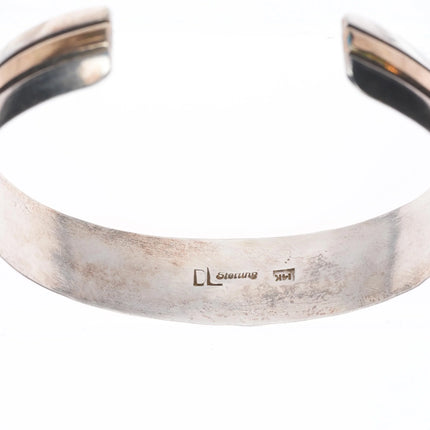 6.9" Dawn Lucas Navajo sterling silver 14k gold heavily stamped cuff bracelet