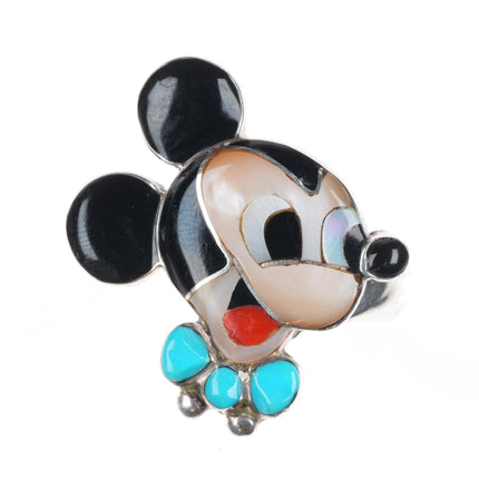 sz10.5 Veronica Poblano Zuni sterling silver Mickey Mouse ring multi-stone inlay