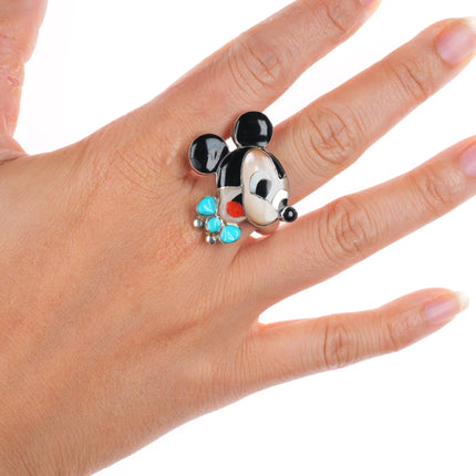 sz10.5 Veronica Poblano Zuni sterling silver Mickey Mouse ring multi-stone inlay
